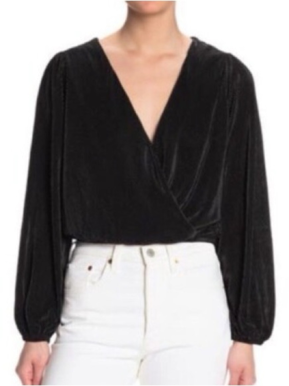 Astr Black Accordion Wrap Blouse